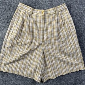 Vintage Liz Golf Liz Claiborne Plaid Shorts Gold Yellow Size 8 High Rise
